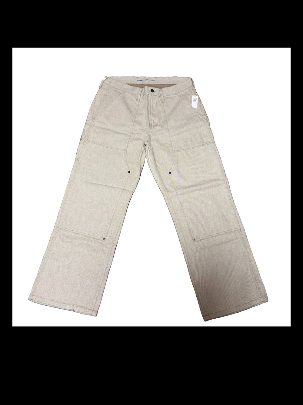 NWT Old Navy Cream 90s Baggy Built In Flex Men’s Cargo Denim Jeans 36x32 NEW